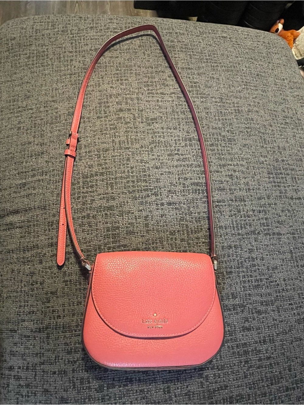 kate spade Coral Pink Pebbled Leather Crossbody Bag